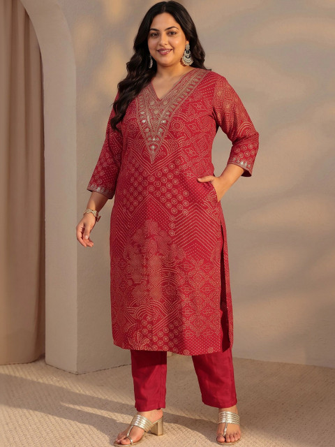 EXTRA LOVE BY LIBAS Women Ethnic Motifs Printed Thread Work Kurta - Image 2