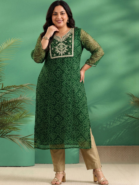 EXTRA LOVE BY LIBAS Women Bandhani Printed Thread Work Kurta - Image 3