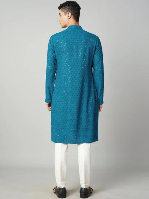 Anouk men Embellished Mirror Work Kurta - Image 3