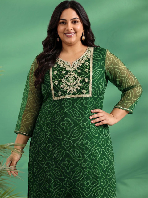 EXTRA LOVE BY LIBAS Women Bandhani Printed Thread Work Kurta - Image 4