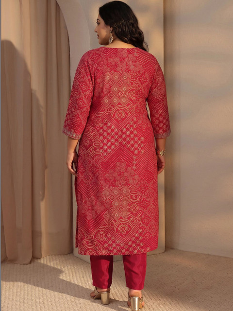 EXTRA LOVE BY LIBAS Women Ethnic Motifs Printed Thread Work Kurta - Image 4