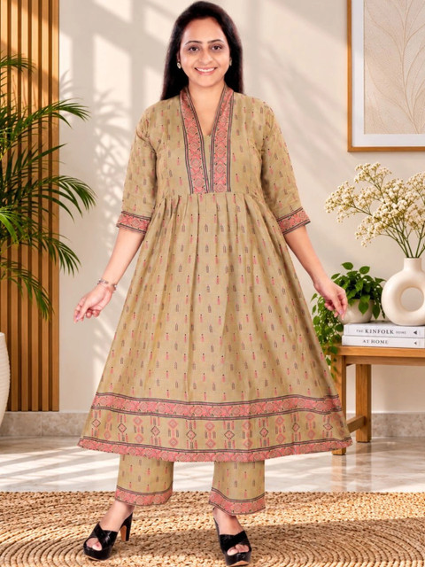 Momenta Ethnic Motifs Print A-Line Maxi Dress
