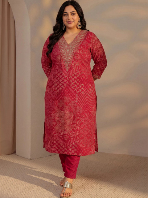 EXTRA LOVE BY LIBAS Women Ethnic Motifs Printed Thread Work Kurta - Image 5