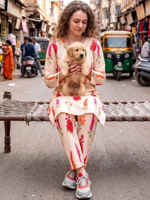 Laasika Floral Printed Tunic with Palazzos - Image 4