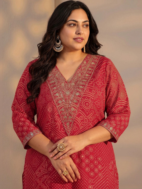EXTRA LOVE BY LIBAS Women Ethnic Motifs Printed Thread Work Kurta - Image 3