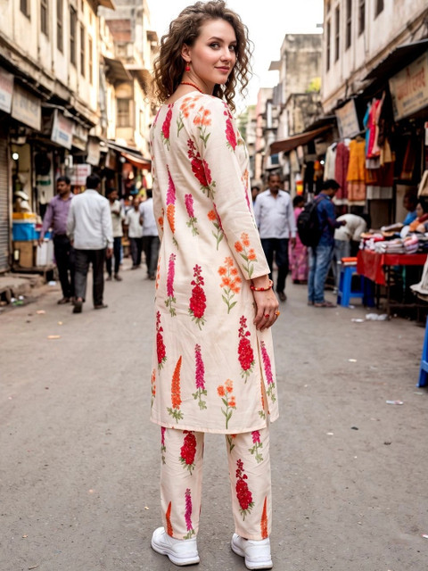 Laasika Floral Printed Tunic with Palazzos - Image 2