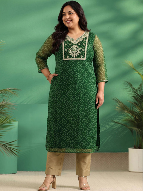 EXTRA LOVE BY LIBAS Women Bandhani Printed Thread Work Kurta - Image 2