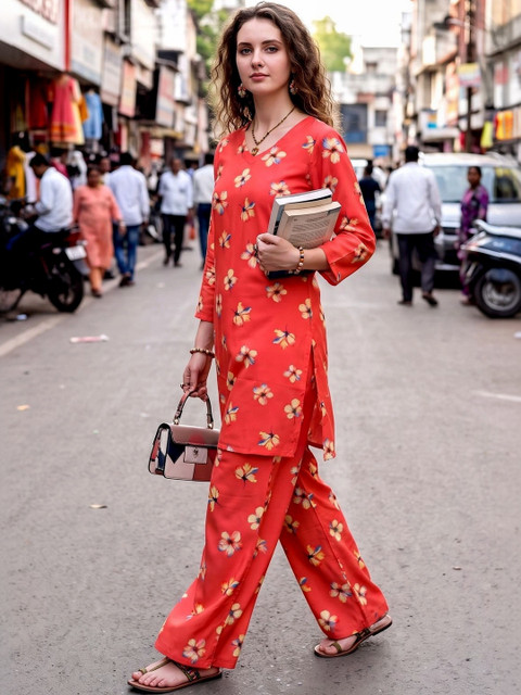 Laasika Floral Printed Tunic with Palazzos - Image 3