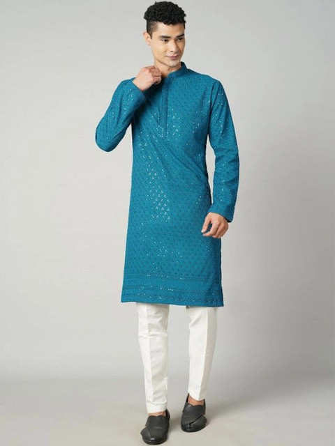 Anouk men Embellished Mirror Work Kurta - Image 2