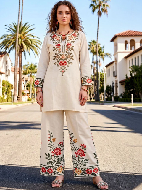 Laasika Embroidered Tunic with Palazzos