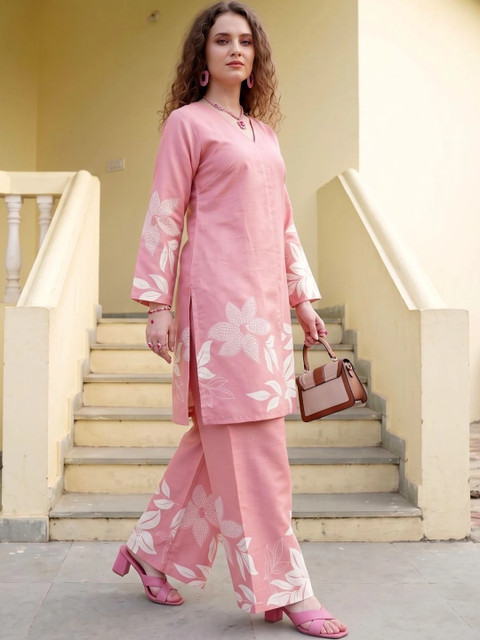 Laasika Pink Floral Printed Tunic with Palazzos
