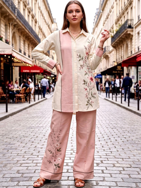 Laasika Floral Printed Shirt with Palazzos - Image 3