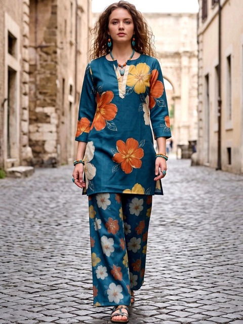 Laasika Floral Printed Tunic with Palazzos