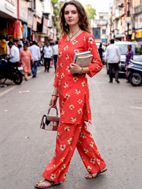 Laasika Floral Printed Tunic with Palazzos - Image 3