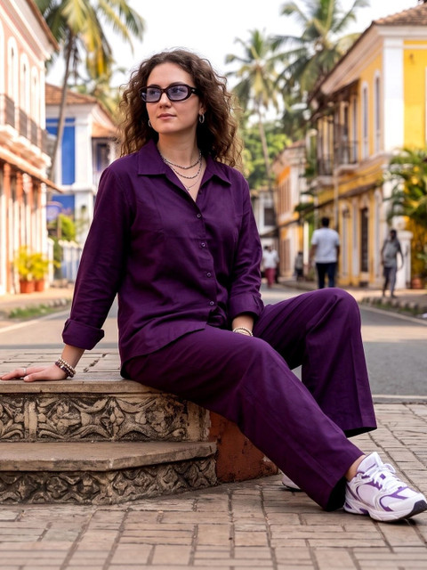 Laasika Cotton Solid Shirt with Trousers - Image 4