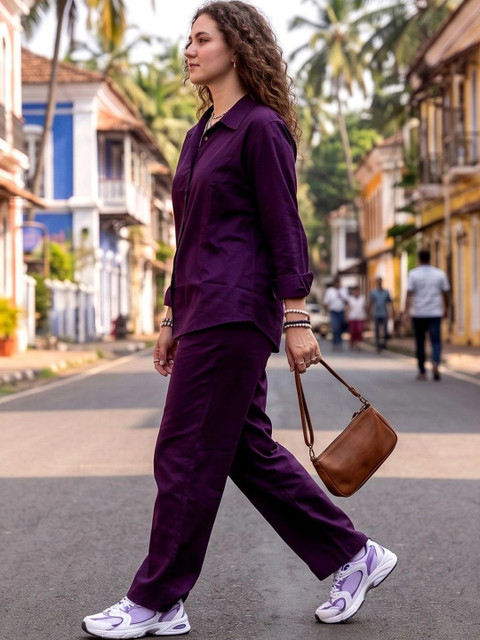 Laasika Cotton Solid Shirt with Trousers - Image 2