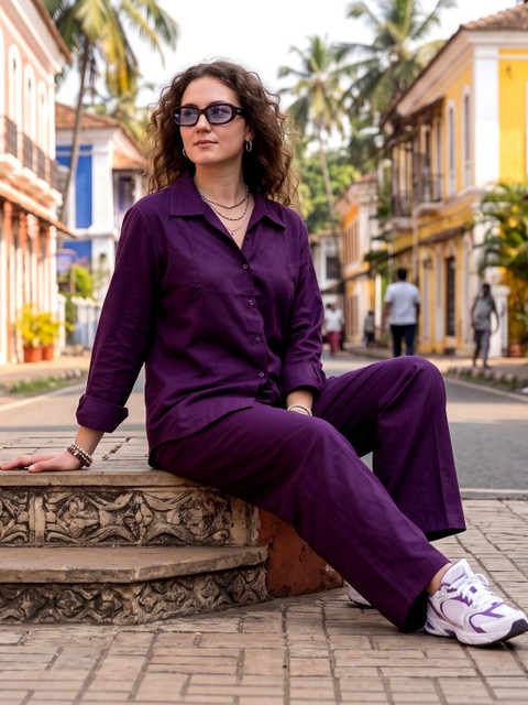 Laasika Cotton Solid Shirt with Trousers