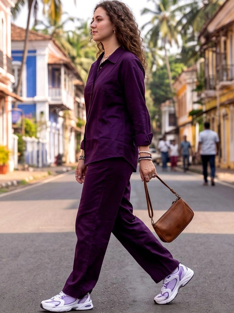 Laasika Cotton Solid Shirt with Trousers - Image 3