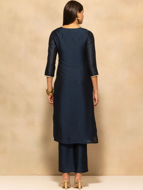 Sabhyata Women Ethnic Motifs Embroidered Regular Thread Work Kurta with Trousers - Image 6