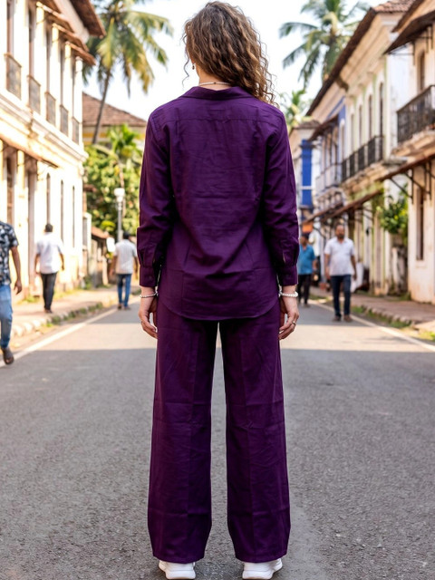 Laasika Cotton Solid Shirt with Trousers - Image 3
