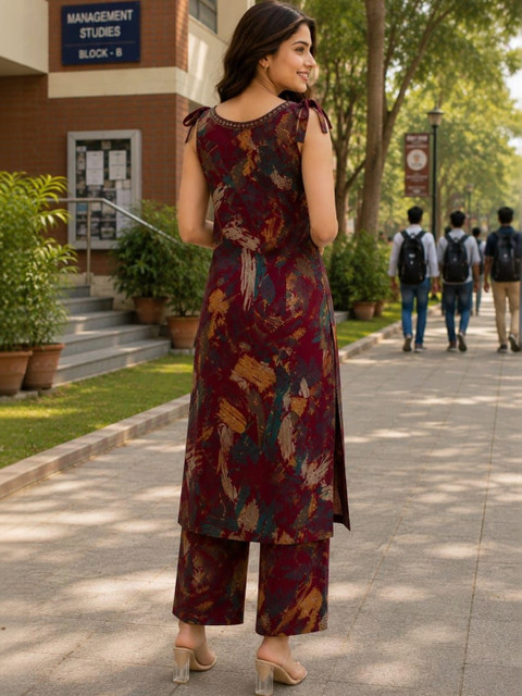 SHIFZ Lace Detail Printed Top with Palazzos - Image 2