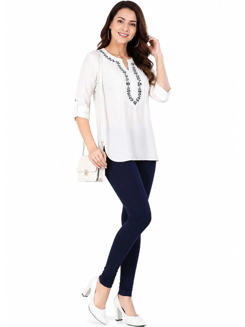 Threadbloom Women Solid Full Length Stretchable Leggings - Image 4