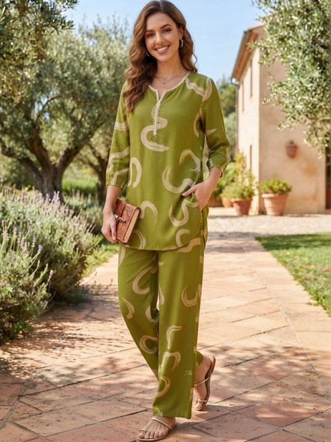 KALINI Printed Top with Palazzos