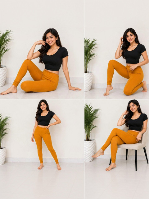 Threadbloom Women Solid Full Length Stretchable Leggings - Image 4