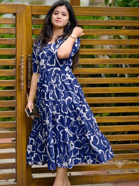 AURIPRX FASHION Floral Print A-Line Maxi Dress