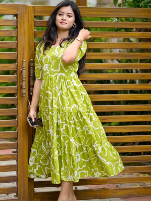 AURIPRX FASHION Print A-Line Maxi Dress