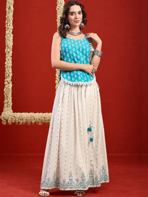 Anouk White Romance Printed Top with Skirt Co-Ords