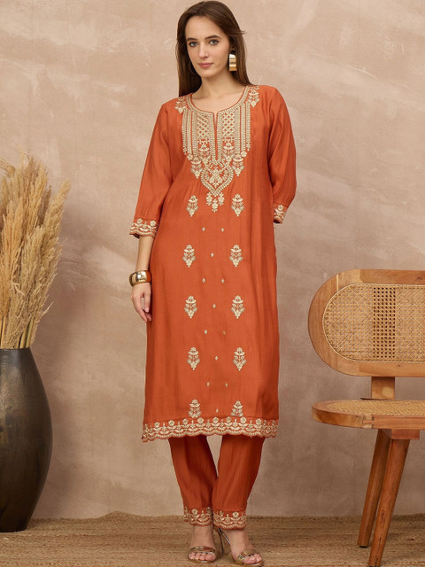 all about you Women Ethnic Motifs Embroidered Regular Thread Work Kurta with Trousers & With Dupatta - Image 6
