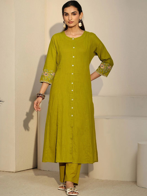 Libas Romantic Florals Embroidered Tunic with Trousers