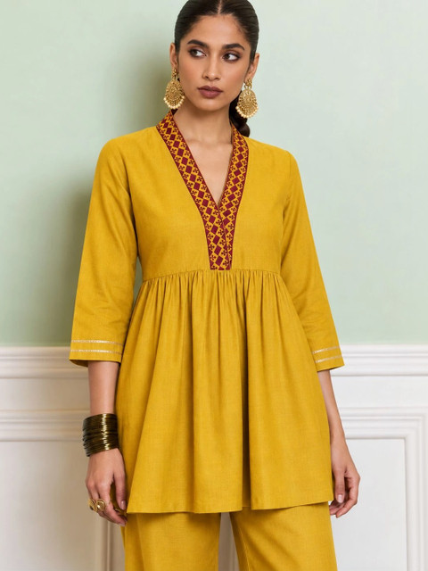 Shae by SASSAFRAS Mustard Yellow Empire Tunic With Trouser
