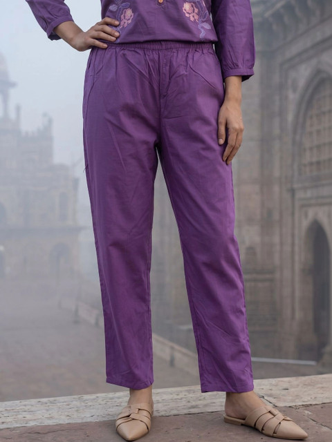HERE&NOW Cotton Embroidered Top with Palazzos - Image 4