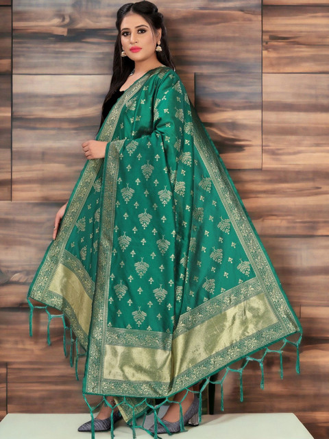 Sangria Ethnic Motifs Woven Design Dupatta with Zari - Image 2