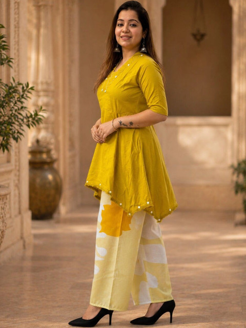 Ethnica By Harhsu Cotton Printed Tunic with Trousers - Image 6