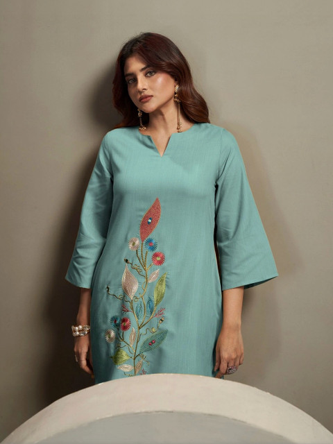 TULYATA Floral Embroidered Tunic with Trousers - Image 4