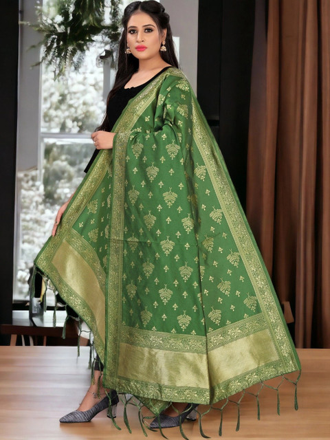 Sangria Ethnic Motifs Woven Design Dupatta with Zari - Image 2