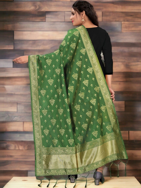 Sangria Ethnic Motifs Woven Design Dupatta with Zari - Image 3