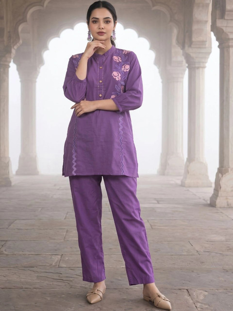 HERE&NOW Cotton Embroidered Top with Palazzos - Image 7