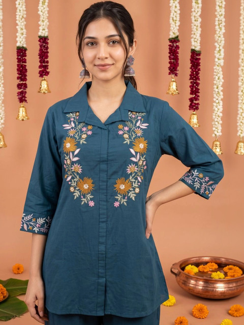 Varun Handicraft Cotton Embroidered Top with Palazzos - Image 3