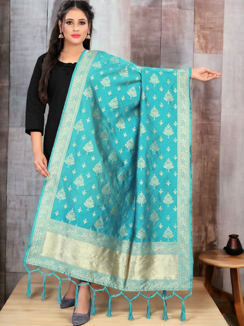 Sangria Ethnic Motifs Woven Design Dupatta with Zari