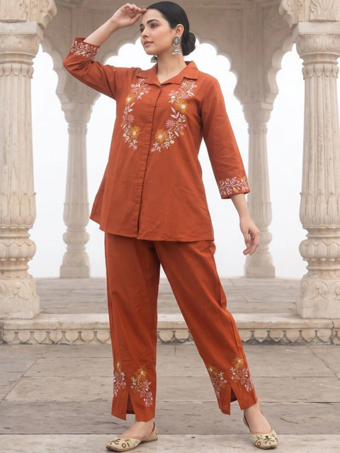 KALINI Cotton Embroidered Top with Palazzos - Image 6