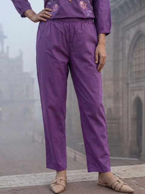 NAVYAAZRI Cotton Embroidered Top with Palazzos - Image 4