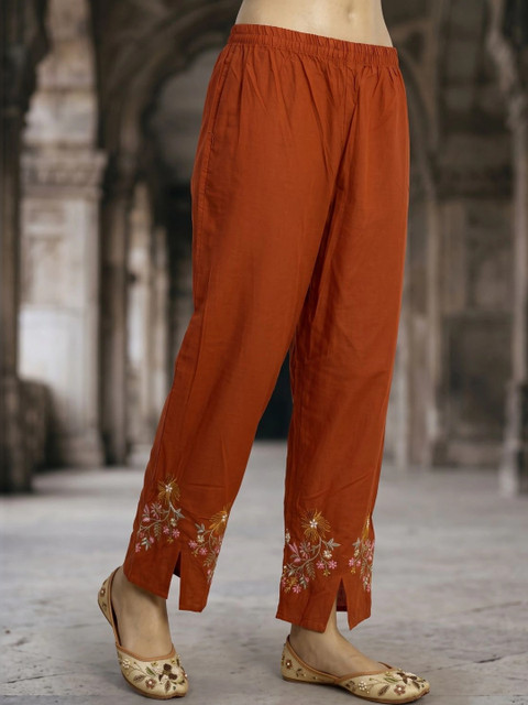 Sangria Cotton Embroidered Top with Palazzos - Image 4