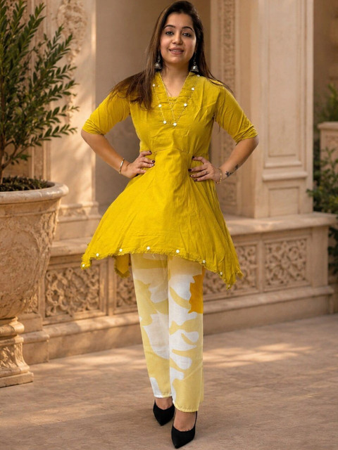 Ethnica By Harhsu Cotton Printed Tunic with Trousers - Image 5