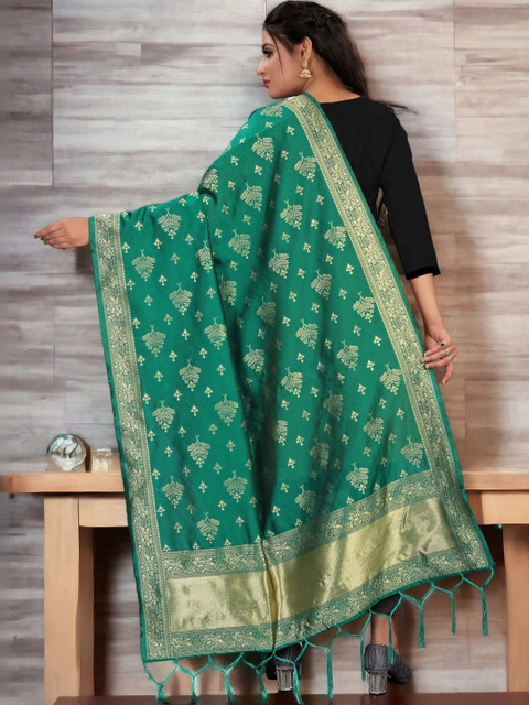 Sangria Ethnic Motifs Woven Design Dupatta with Zari - Image 3