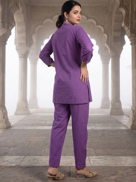 Sangria Cotton Embroidered Top with Palazzos - Image 2