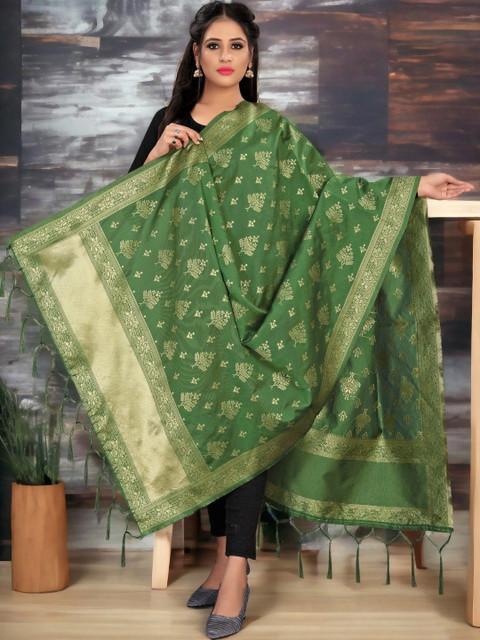 Sangria Ethnic Motifs Woven Design Dupatta with Zari